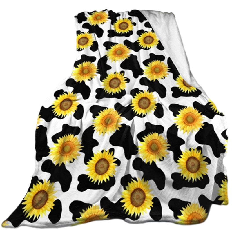 FORCOZY-PRO Soft Cozy Sunflower Cow Print Blanket(Extended lengths are sold)