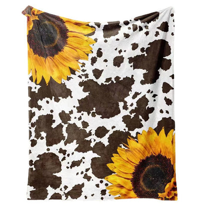 FORCOZY-PRO Soft Cozy Sunflower Cow Print Blanket(Extended lengths are sold)