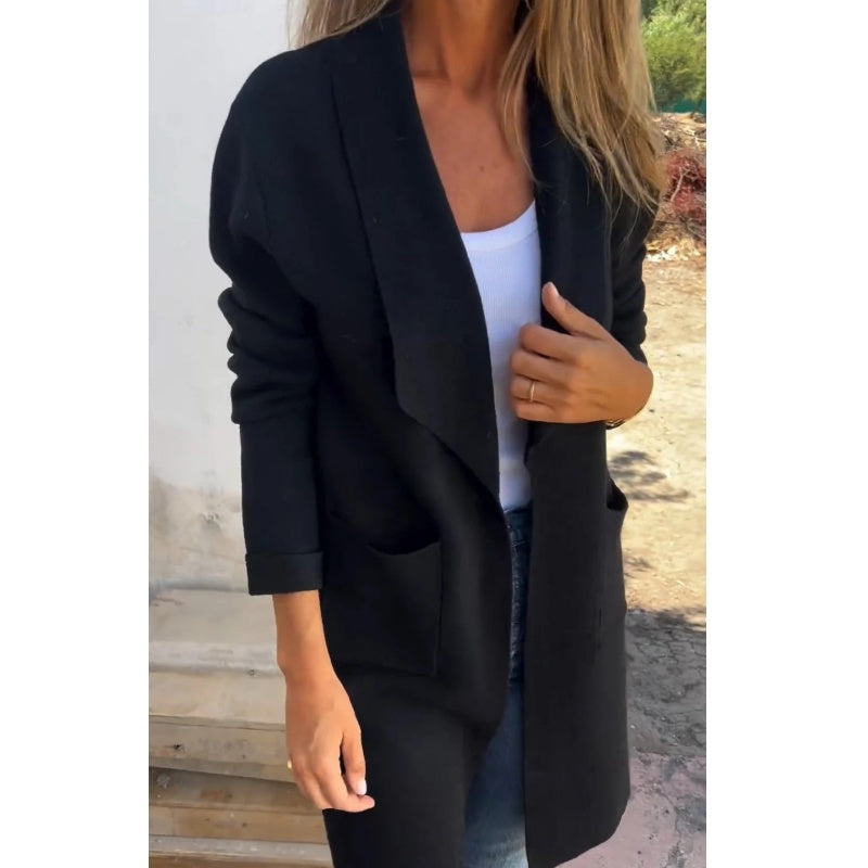 ❤️Black Friday Series 💕Lapel Collar Casual Long-Sleeved Open-Front Sweater