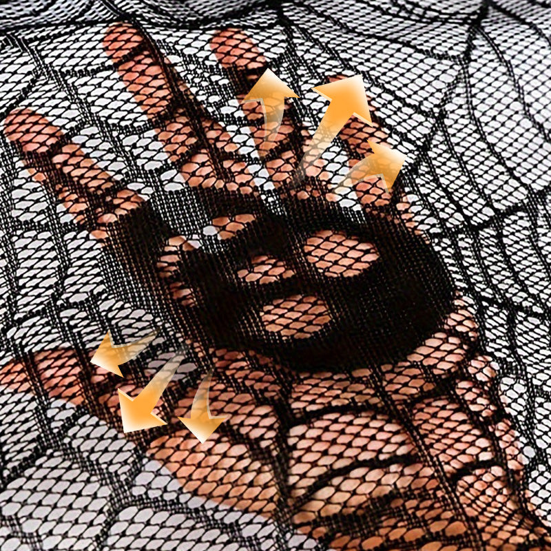 Halloween Black Spider Web Mantel Cloth