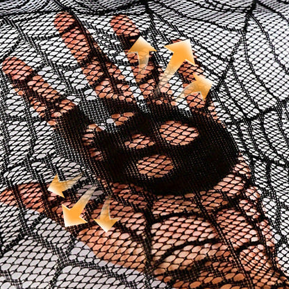 Halloween Black Spider Web Mantel Cloth