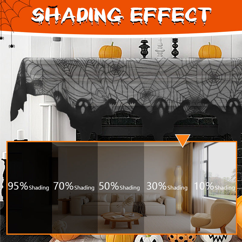 Halloween Black Spider Web Mantel Cloth