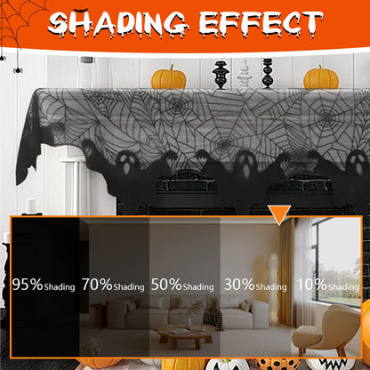 Halloween Black Spider Web Mantel Cloth