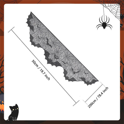 Halloween Black Spider Web Mantel Cloth