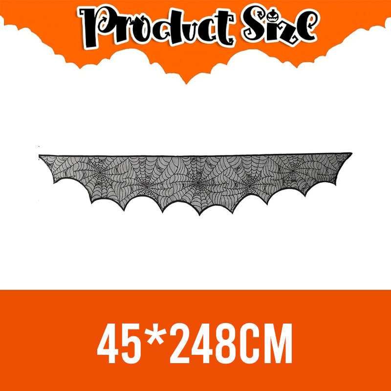 Halloween Black Spider Web Mantel Cloth