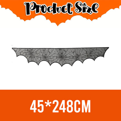 Halloween Black Spider Web Mantel Cloth