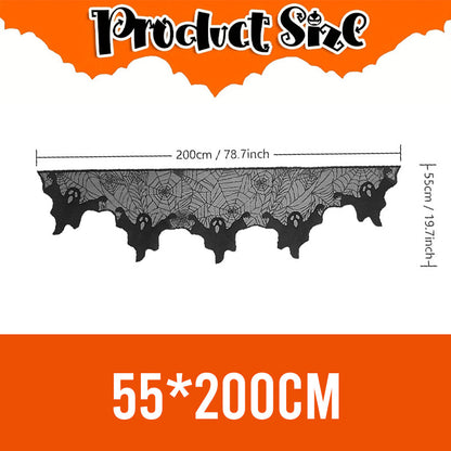 Halloween Black Spider Web Mantel Cloth