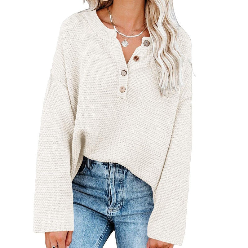 🍁New for autumn✨Henley Waffle Knit Sweater