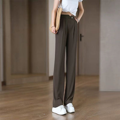 🍁New for autumn✨ High-Waisted Straight-Leg Pants with Pockets