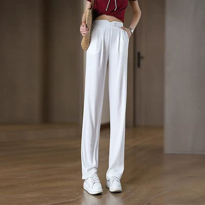 🍁New for autumn✨ High-Waisted Straight-Leg Pants with Pockets
