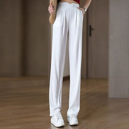 🍁New for autumn✨ High-Waisted Straight-Leg Pants with Pockets