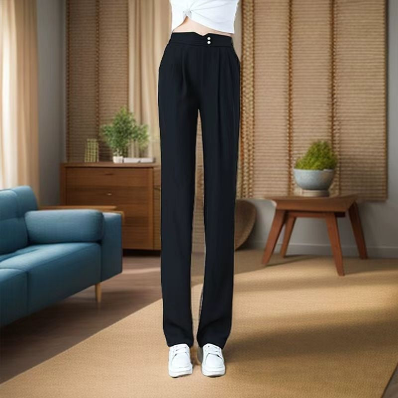 🍁New for autumn✨ High-Waisted Straight-Leg Pants with Pockets