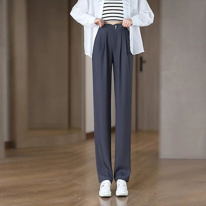 🍁New for autumn✨ High-Waisted Straight-Leg Pants with Pockets