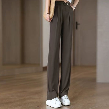 🍁New for autumn✨ High-Waisted Straight-Leg Pants with Pockets