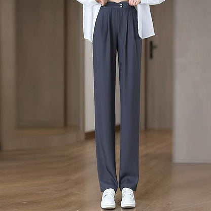 🍁New for autumn✨ High-Waisted Straight-Leg Pants with Pockets