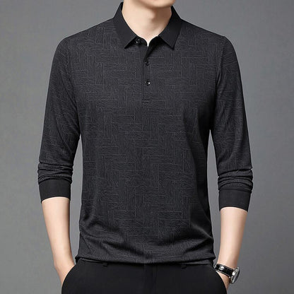 🍁New for autumn✨Men’s Elegant Casual 3-button Lapel Collar Long-sleeve T-shirt