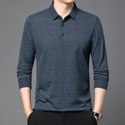 🍁New for autumn✨Men’s Elegant Casual 3-button Lapel Collar Long-sleeve T-shirt