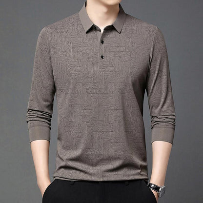 🍁New for autumn✨Men’s Elegant Casual 3-button Lapel Collar Long-sleeve T-shirt