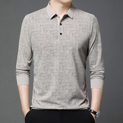 🍁New for autumn✨Men’s Elegant Casual 3-button Lapel Collar Long-sleeve T-shirt