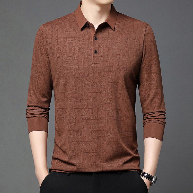 🍁New for autumn✨Men’s Elegant Casual 3-button Lapel Collar Long-sleeve T-shirt