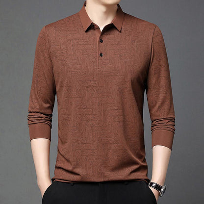 🍁New for autumn✨Men’s Elegant Casual 3-button Lapel Collar Long-sleeve T-shirt