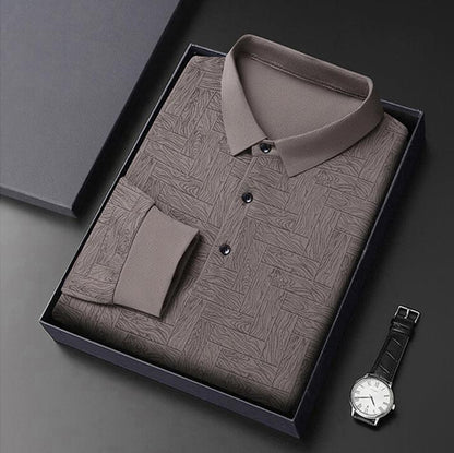 🍁New for autumn✨Men’s Elegant Casual 3-button Lapel Collar Long-sleeve T-shirt