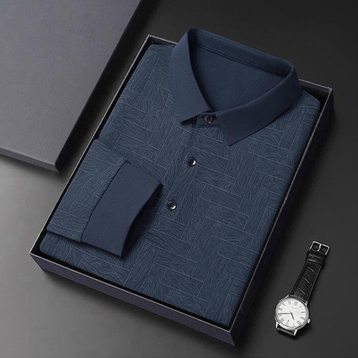 🍁New for autumn✨Men’s Elegant Casual 3-button Lapel Collar Long-sleeve T-shirt