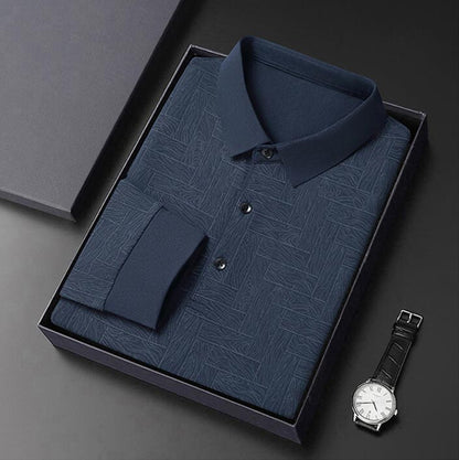 🍁New for autumn✨Men’s Elegant Casual 3-button Lapel Collar Long-sleeve T-shirt