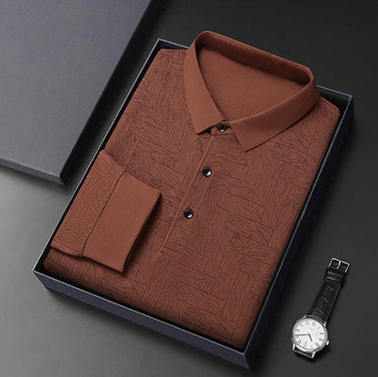🍁New for autumn✨Men’s Elegant Casual 3-button Lapel Collar Long-sleeve T-shirt