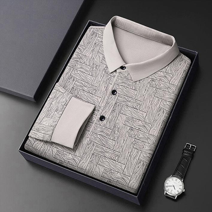 🍁New for autumn✨Men’s Elegant Casual 3-button Lapel Collar Long-sleeve T-shirt