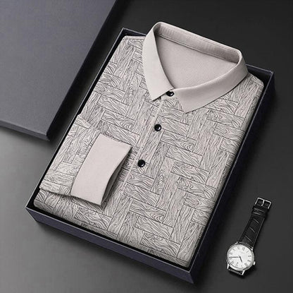 🍁New for autumn✨Men’s Elegant Casual 3-button Lapel Collar Long-sleeve T-shirt