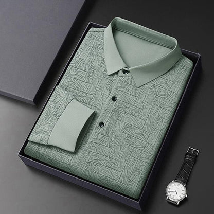 🍁New for autumn✨Men’s Elegant Casual 3-button Lapel Collar Long-sleeve T-shirt