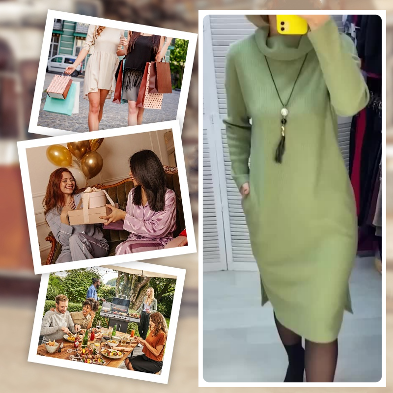🍁New for autumn✨ Long Sleeve Split Pullover Dress