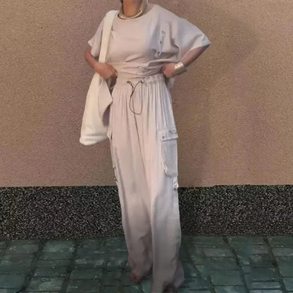 🎉Black Friday Series - Early Bird Price💖Women's Round Neck T-Shirt and Trousers Two-Piece Suit