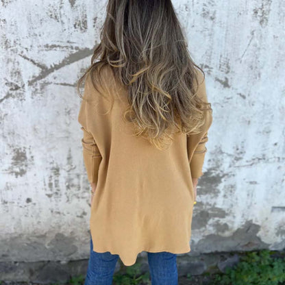 🍁New for autumn✨ Cozy Knit Long Sleeve Tunic Top with Side Slits