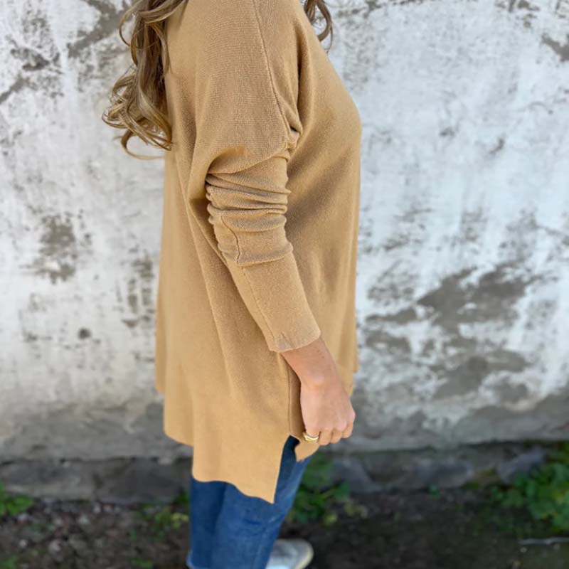 🍁New for autumn✨ Cozy Knit Long Sleeve Tunic Top with Side Slits