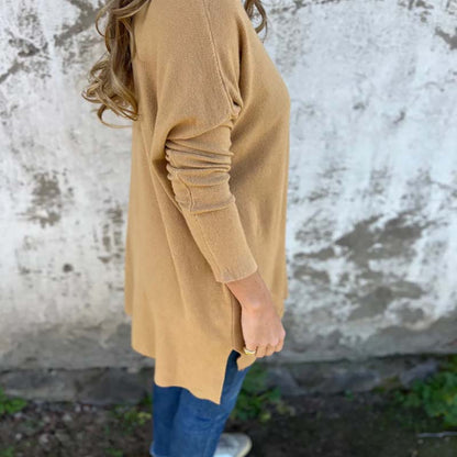 🍁New for autumn✨ Cozy Knit Long Sleeve Tunic Top with Side Slits