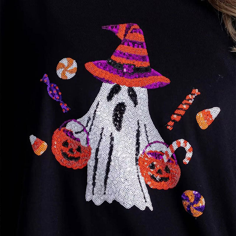 🍁New for autumn✨Women’s Trendy Halloween Ghost Sequin Sweatshirt