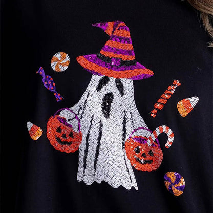 🍁New for autumn✨Women’s Trendy Halloween Ghost Sequin Sweatshirt