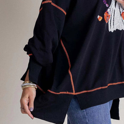 🍁New for autumn✨Women’s Trendy Halloween Ghost Sequin Sweatshirt