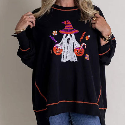 🍁New for autumn✨Women’s Trendy Halloween Ghost Sequin Sweatshirt