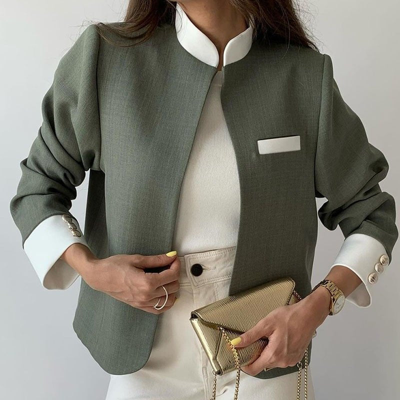 🎉Black Friday Series - Early Bird Price💖Women's 2 Piece Set: Elegant Stand Collar Jacket and Pants