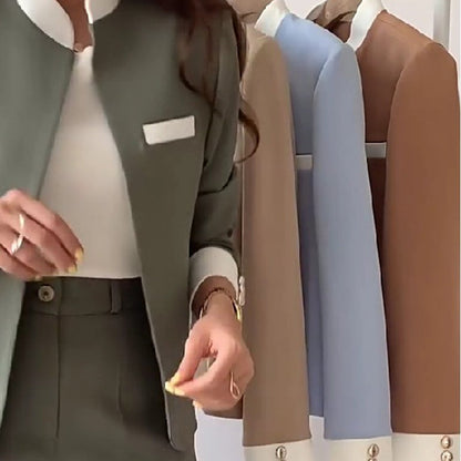 🎉Black Friday Series - Early Bird Price💖Women's 2 Piece Set: Elegant Stand Collar Jacket and Pants