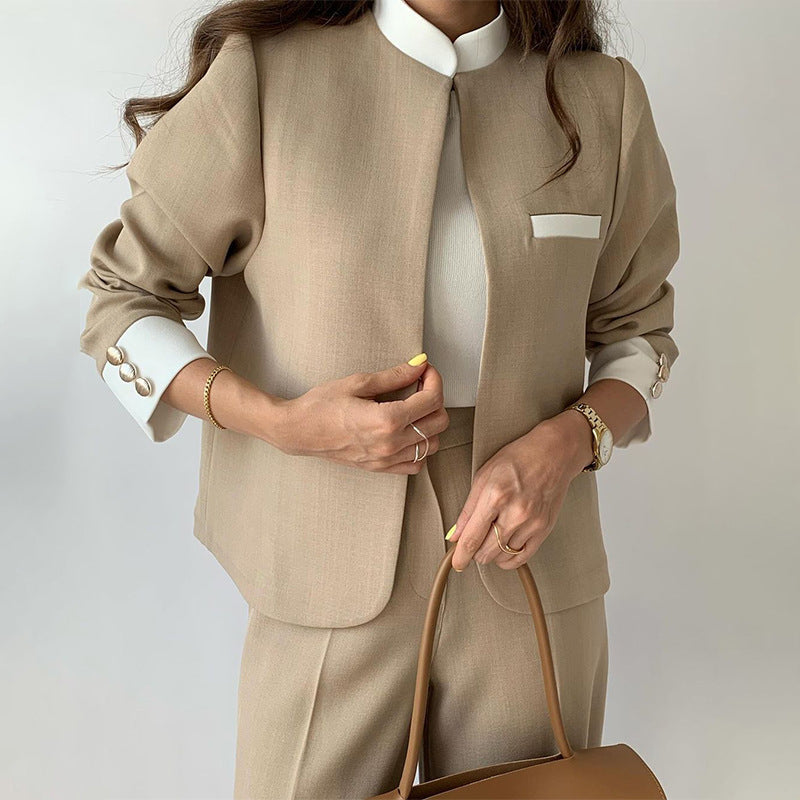 🎉Black Friday Series - Early Bird Price💖Women's 2 Piece Set: Elegant Stand Collar Jacket and Pants