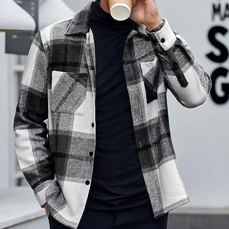 🍁New for autumn✨Men's Casual Thickened Warm Plaid Jacket