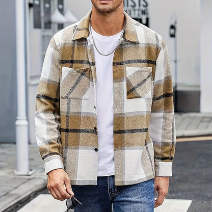 🍁New for autumn✨Men's Casual Thickened Warm Plaid Jacket