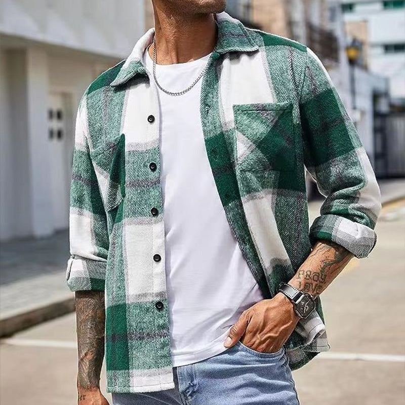 🍁New for autumn✨Men's Casual Thickened Warm Plaid Jacket