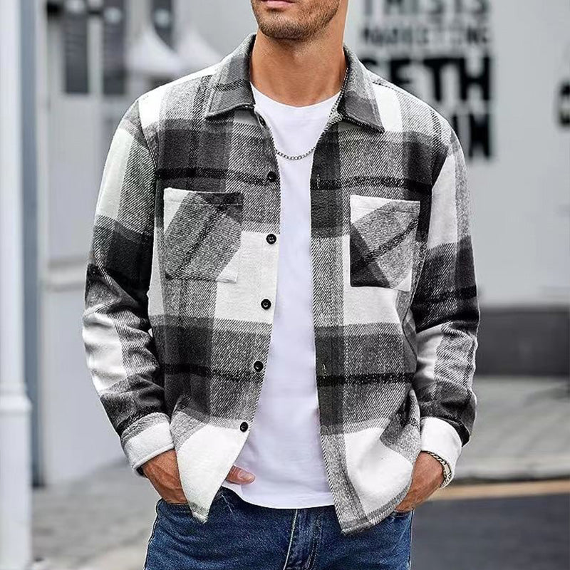 🍁New for autumn✨Men's Casual Thickened Warm Plaid Jacket