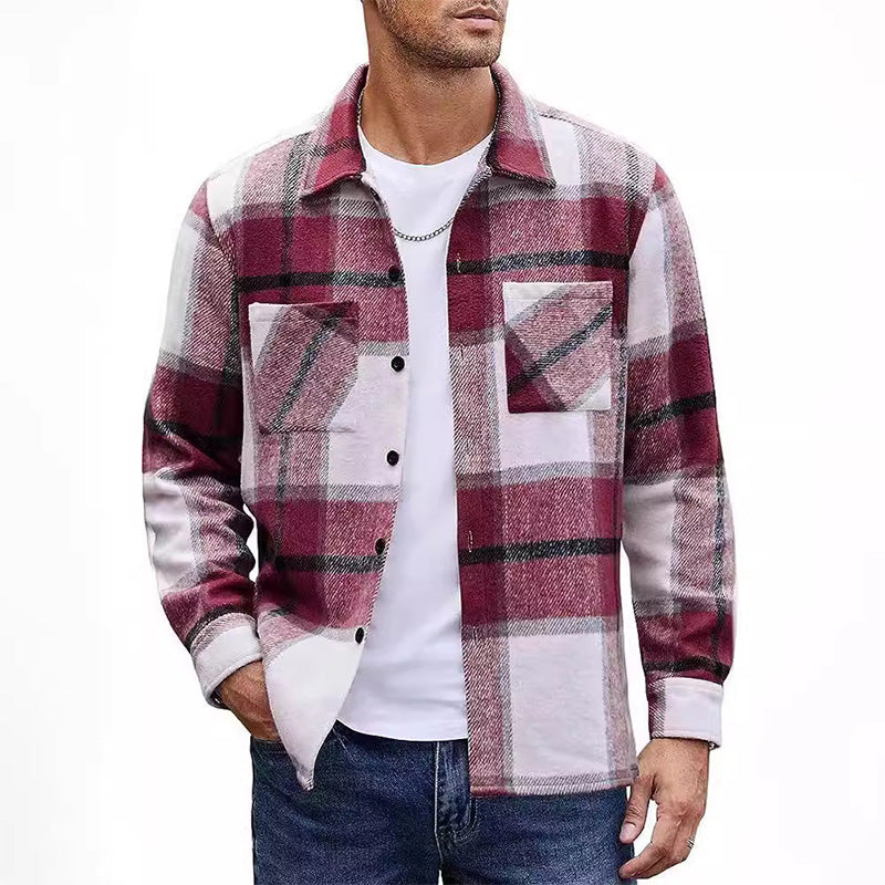 🍁New for autumn✨Men's Casual Thickened Warm Plaid Jacket