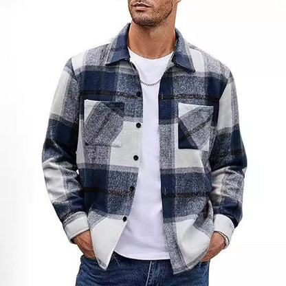🍁New for autumn✨Men's Casual Thickened Warm Plaid Jacket